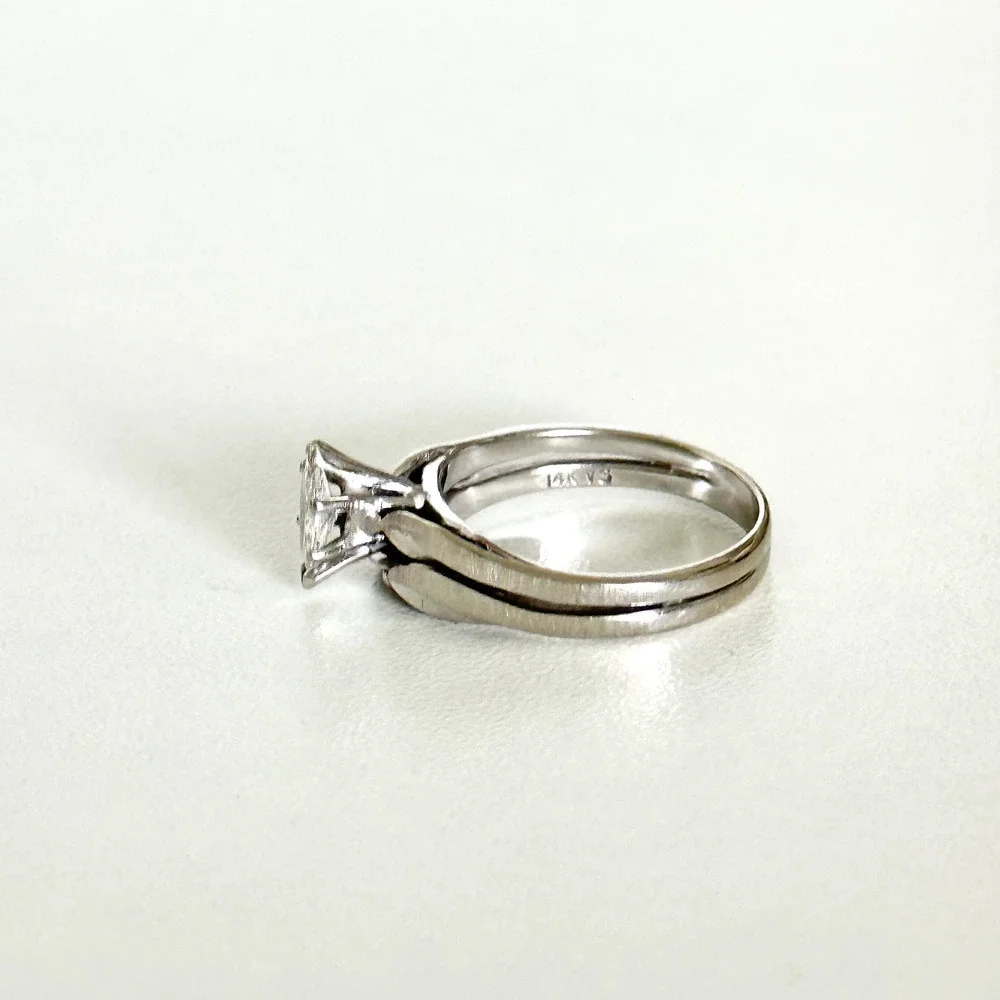 14K White Yellow Gold Natural Marquise VS Diamond Engagement Band Ring Size 6.25